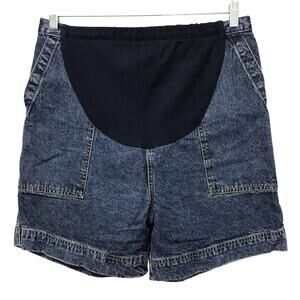 Motherhood Shorts Womens Large Denim Blue Crossover Panel